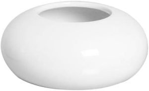 Cachepot Redondo P Branco Vaso de Mesa Decorativo em Cerâmica Clássica