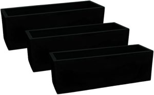 Kit 3 Vasos Para Plantas Jardineira Cachepot Floreira 67cm Flat Polietileno Decoração (Preto Fosco)