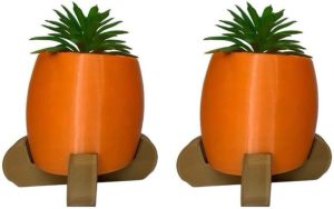 Kit 2 Vasos Cachepot Decorativo para Suculentas e Cactos Decoração(Laranja Perolado)