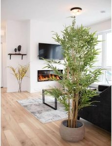 Bambu Artificial Grande Decoração Sala Com 2.10 Metros, Plantas Artificiais Realista para Decoração de Casa ou Escritório (com Vaso De Apoio) Bamboo Artificiais