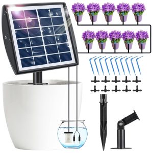 YaNovate Kit de Sistema de Irrigação Por Gotejamento Solar Automático, Sistema de Jardinagem com Irrigação Automática Solar para 10 Plantas Em Vasos com Dispositivo Anti-Sifonagem E 6 Modos de Tempori