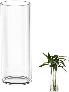 TSKDKIT Vaso de vidro grande para flores 30 cm Vaso cilíndrico de vidro transparente para sala de estar Vaso grande moderno 30 x 10 cm