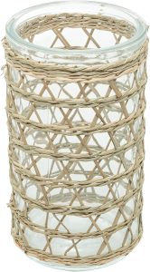 Vaso de Vidro e Fibra Natural 8,5cm x 15,5cm - Wolff 1 Vaso de Vidro e Fibra Natural 8,5cm x 15,5cm - Wolff