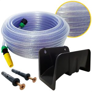 Kit Completo de Mangueira de Jardim Trançada Cristal com Suporte, Esguicho, União e Fixação Tamanho:10m