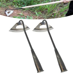 FmnyYaid Enxada oca endurecida em aço para jardim, ferramentas afiadas e duráveis para ervas daninhas de jardim, aparador de ervas daninhas portátil para uso doméstico e jardim, pá para afrouxar o quintal
