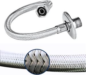 Kit Engate Flexível Mangueira Aço Inox 60cm Macho x Fêmea Banheiro Engate p/Torneira 1 Kit Engate Flexível Mangueira Aço Inox 60cm Macho x Fêmea Banheiro Engate p/Torneira