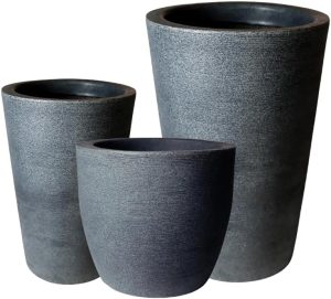 Jogo de vasos decorativos para plantas em 3 tamanhos diferentes modelo jateado (AZUL STONE)