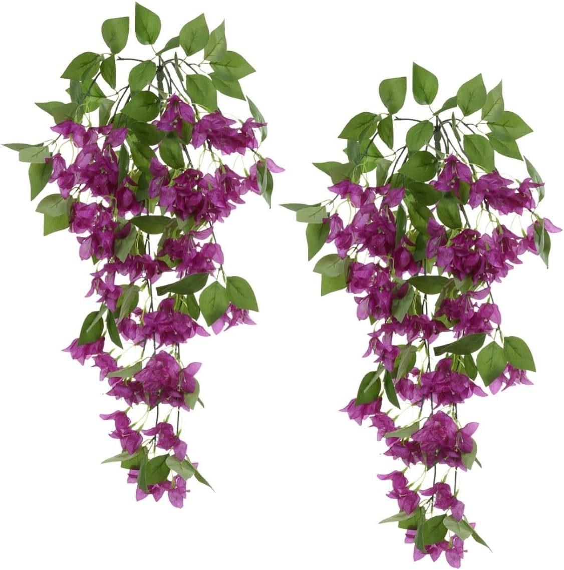 2 Buganvílias Artificiais Pendentes Grandes com Folhagem, Cor Roxa (Fucsia) 1 2 Buganvilias Artificiais Pendentes Grandes com Folhagem Cor Roxa Fucsia