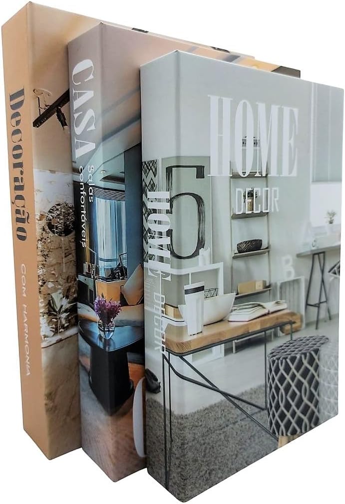 Conjunto Livro Caixa Decorativa Fake Home Decor Harmonia 1 Conjunto Livro Caixa Decorativa Fake Home Decor Harmonia