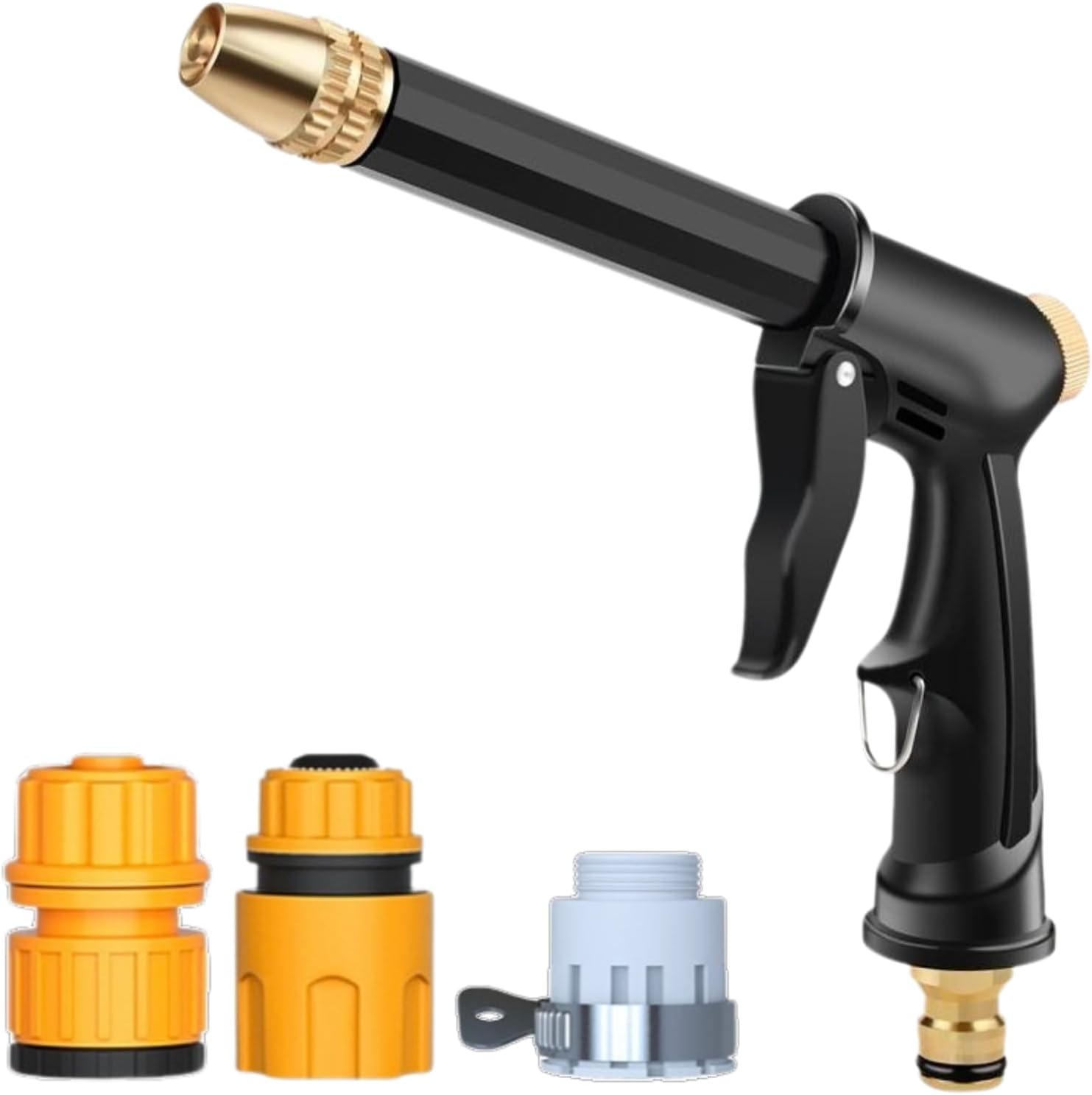 Esguicho de Mangueira com Regulagem de Jato e Pressão, Kit com Engates Rápidos para Lavagem de Carro, Moto, Quintal e Irrigação de Jardim 1 Esguicho de Mangueira com Regulagem de Jato e Pressao Kit
