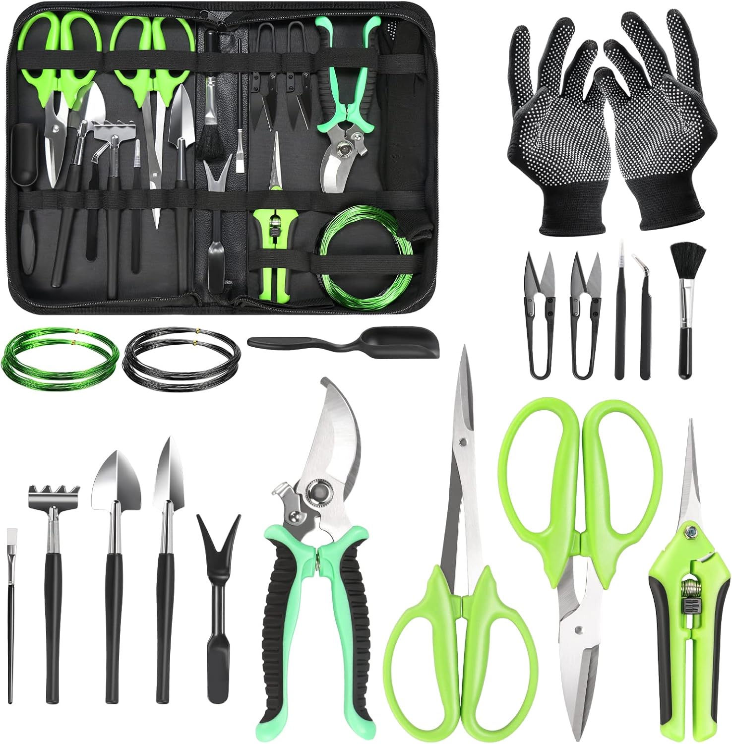 FTUREERA Kit de Ferramentas para Bonsai, Conjunto de Ferramentas de Jardinagem de 21 Peças Inclui Tesouras de Poda de Jardim, Tesoura para Aparar Plantas, Fio de Treinamento, Ferramenta para Suculenta 1 FTUREERA Kit de Ferramentas para Bonsai Conjunto de Ferramentas de