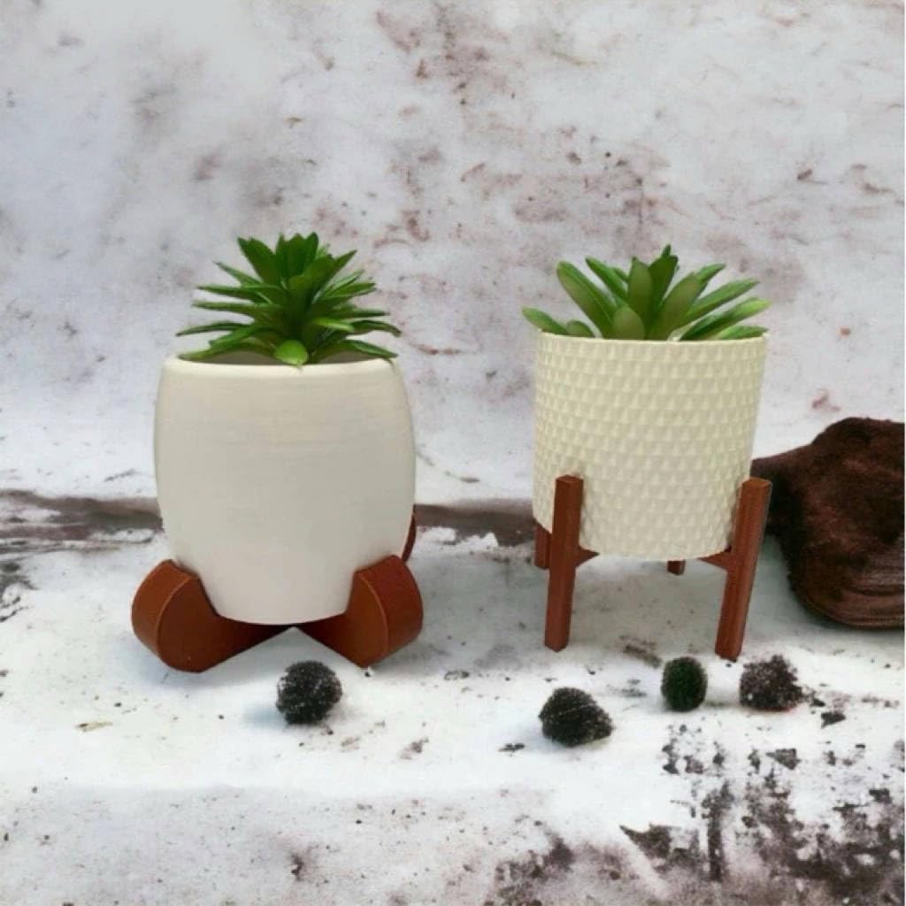 Kit 2 Vasos Decorativos Modernos para - Cachepot Branco com Suporte Integrado - Decoração Sala, Escritório e Presente Ecológico 1 Kit 2 Vasos Decorativos Modernos para Cachepot Branco com