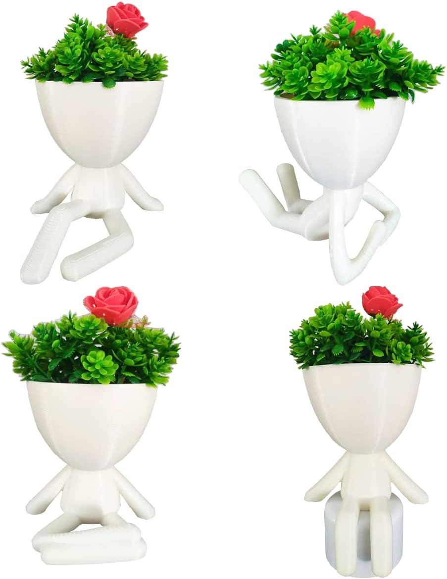 Kit 4 Vasinhos Decorativo Bob cachepot Para plantas Suculentas (Branco) 1 Kit 4 Vasinhos Decorativo Bob cachepot Para plantas Suculentas Branco