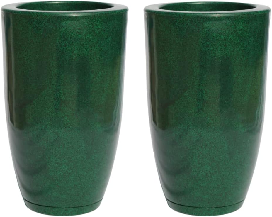 Kit com 2 Vasos de Polietileno para Planta Coluna Lisa Marmorizada Luxo N2 (Verde Premium) 1 Kit com 2 Vasos de Polietileno para Planta Coluna Lisa