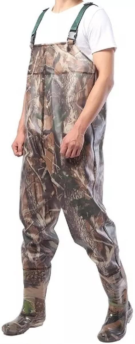 Macacão impermeável camuflado com bota Pvc Acoplada jardineira caça pesca 1 Macacao impermeavel camuflado com bota Pvc Acoplada jardineira caca pesca
