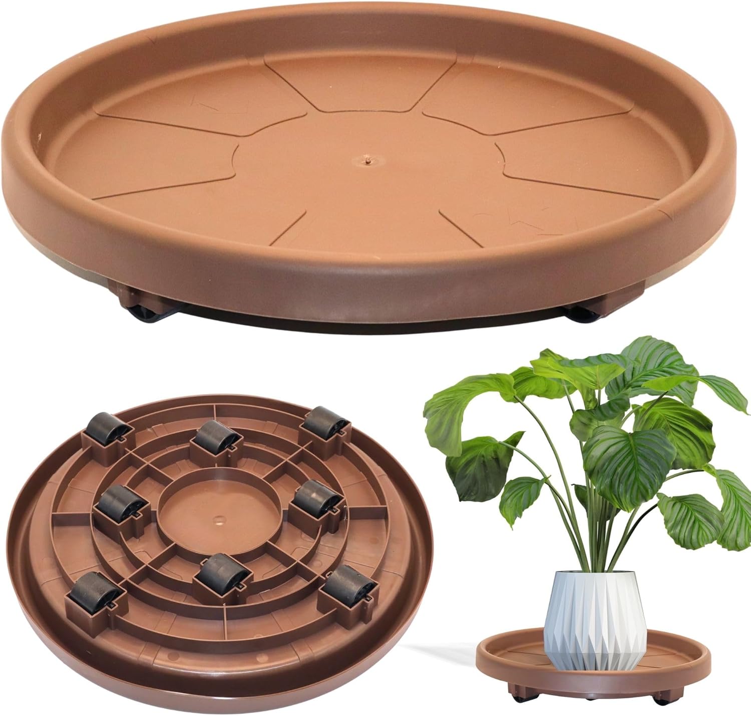 Prato com Rodas Suporte para Vasos 40cm Suporta até 120kg - Top Garden (Tabaco) 1 Prato com Rodas Suporte para Vasos 40cm Suporta ate 120kg