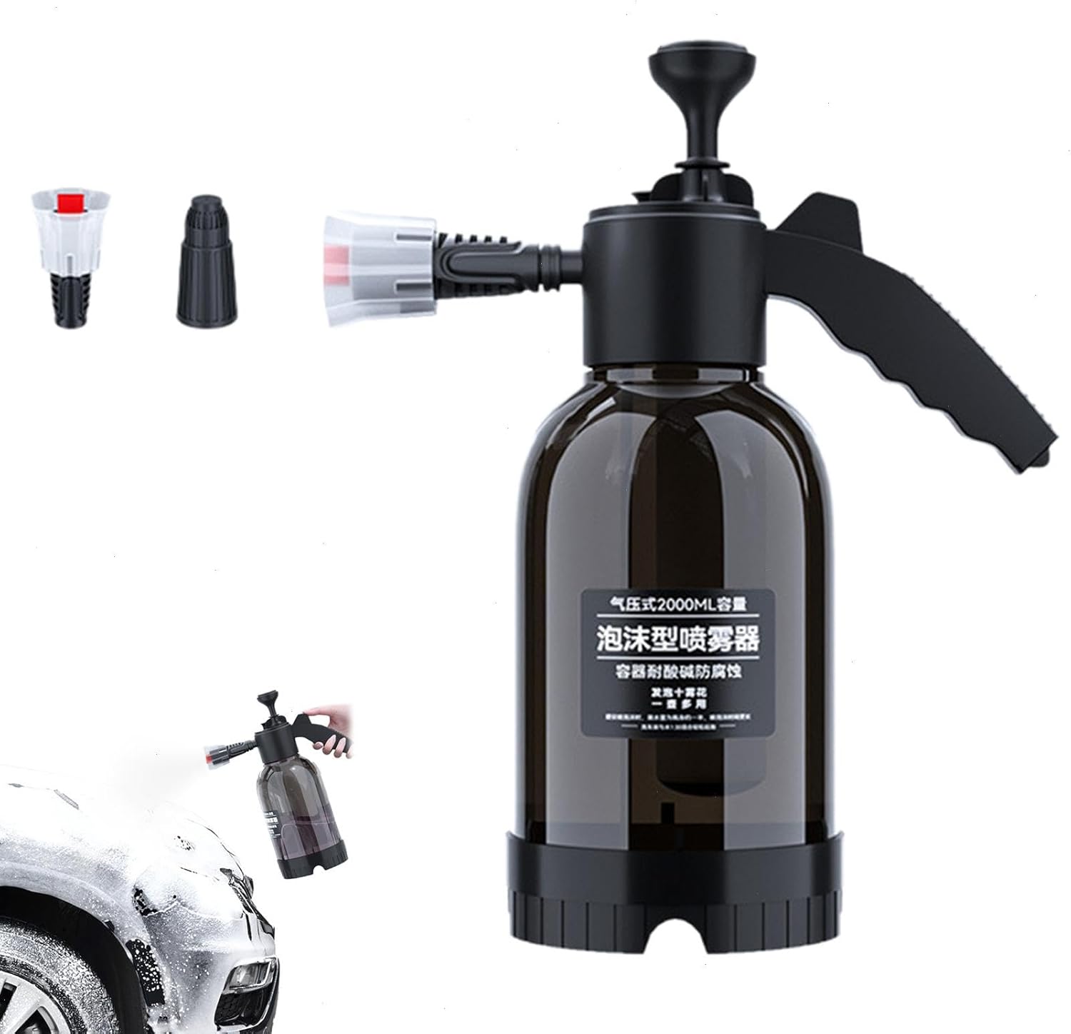 Pulverizador de espuma com bomba de 2l, nova atualização, lavagem de carro, pulverizador de bomba de espuma para limpeza doméstica, rega de jardim # preto 1 Pulverizador de espuma com bomba de 2l nova atualizacao lavagem