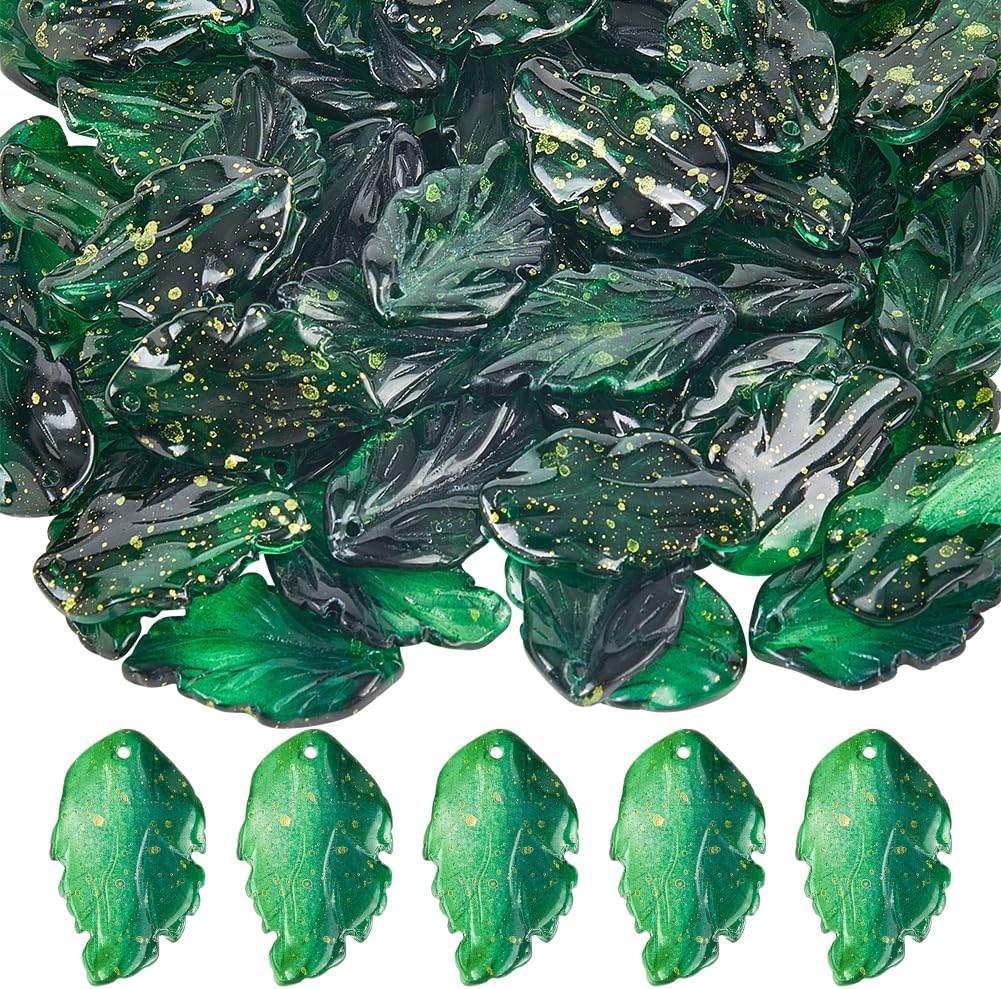SUNNYCLUE 80 peças pequenas pingentes de folhas de vidro contas de folhas verdes cristal transparente plantas naturais contas em forma de folha mini pingente para fazer joias, pingentes, brincos, 1 SUNNYCLUE 80 pecas pequenas pingentes de folhas de vidro contas