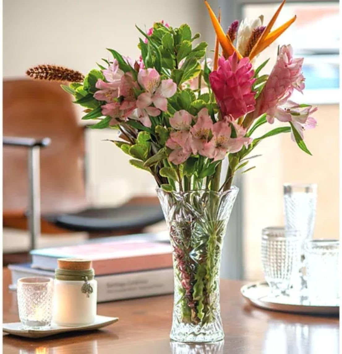 Vaso Decorativo de Vidro para Flores, 23 cm, Mesa e Sala, Área Gourmet 1 Vaso Decorativo de Vidro para Flores 23 cm Mesa e