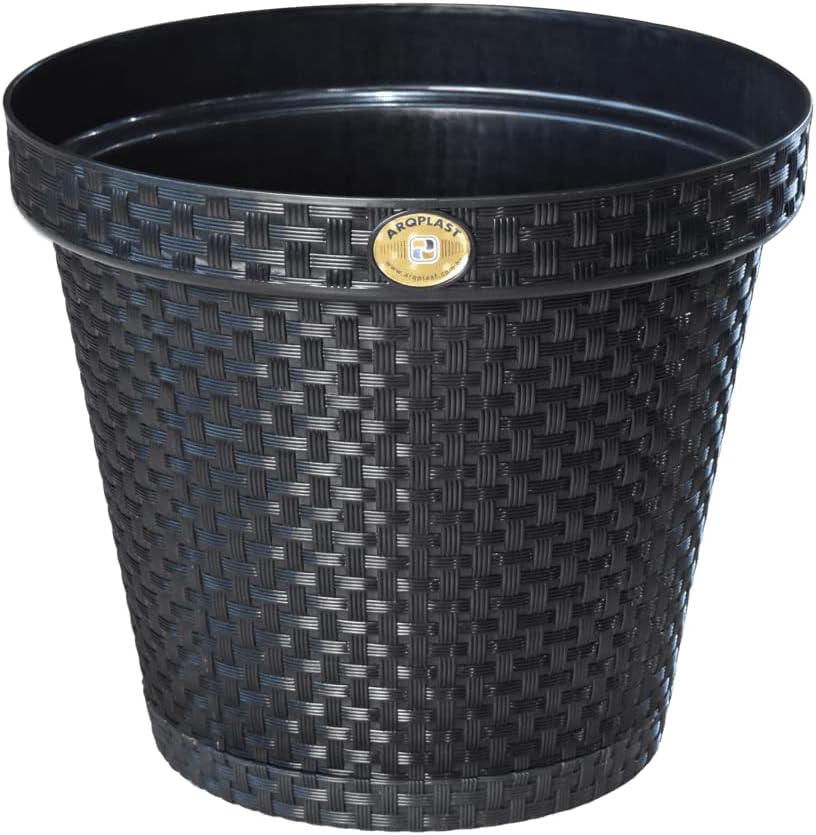 Vaso Redondo Rattan Terracota 35 Cm 20 Litros Preto 25822PM Arqplast 1 Vaso Redondo Rattan Terracota 35 Cm 20 Litros Preto 25822PM