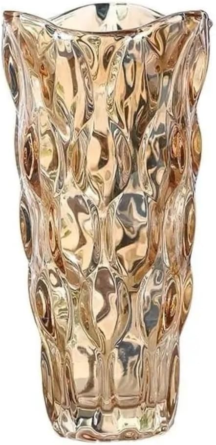 Vaso de vidro grosso primeira linha flores, decoração, sala (Ambar) 1 Vaso de vidro grosso primeira linha flores decoracao sala Ambar