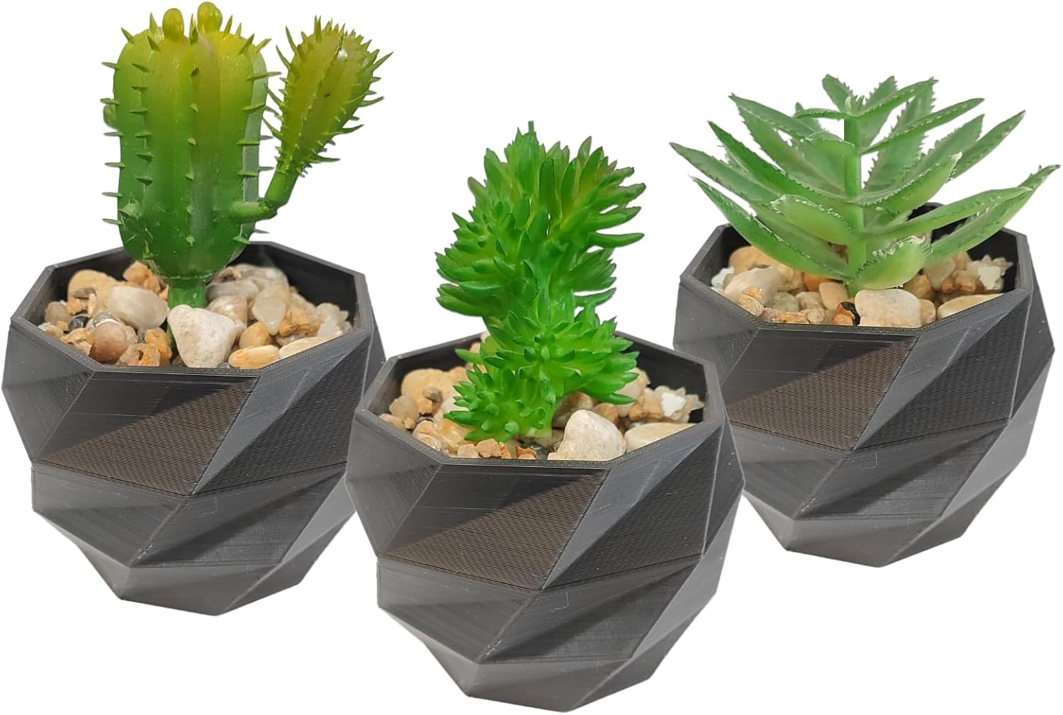 Vasos Cachepot Suculenta Ervas Flor Decora Mesh Mini 3 Unid. (Preto) 1 Vasos Cachepot Suculenta Ervas Flor Decora Mesh Mini 3 Unid