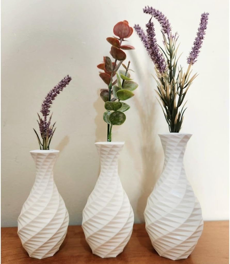 kit 3 Vaso Decorativo - Poligonos(3 vasos brancos com plantinhas) 1 kit 3 Vaso Decorativo Poligonos3 vasos brancos com plantinhas