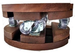 Suporte de Vaso Redondo com Rodízios, 25cm, Madeira, Kit com 2 Unidades