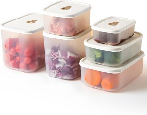 Kit 6 Potes Plástico Hermético – Organização De Cozinha, Potes Para Mantimentos Seguro para Microondas e Freezer