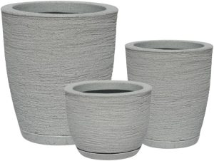 Kit 3 Vasos Decorativos Para Plantas em Polietileno Cone e Bojo n1, n2 e n3 (Cinza)