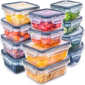 Kit 12 unidades Potes Hermetico cinza Retangular Hermético Marmita Mantimentos Tampa, Potes Tampa Hermético Porta Alimentos Mantimentos