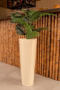 Vaso De Planta Para Flores Coluna Ibiza Marmorizada Jardim (Bege)
