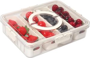 Pote Organizador Hermético para Cozinha e Geladeira - Com Tampa e Alças, 4 Cestos Removíveis para Frutas, Legumes e Verduras - MJ BRANDS