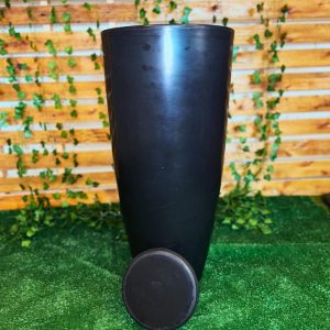 Vaso Decorativo Cone Brilhante, Grande, Luxo, Acabamento Brilhante (preto)
