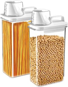 kit 2 recipientes de armazenamento de cereais, 2,3L grandes recipientes herméticos de armazenamento de alimentos secos