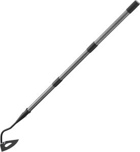 Lcokeiy Ferramenta de Jardim para Enxada, Enxada de Jardinagem Oca com Lâmina Resistente para Cavar, Capinar, Capinar, Cortar e Soltar Solo, Enxada de Jardim Resistente com Cabo Longo Ajustável de 56
