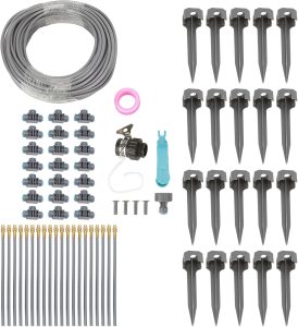 82ft 4/7 Drip Irrigation System Kit Jardim Rega Equipamento de Irrigação Automática Conjunto para Gramado Levantado Cama Estufa Rega Planta