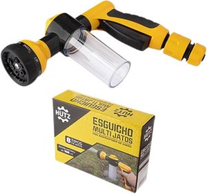 Pistola Esguicho a Jato Para Mangueira Com Reservatório de Sabão De 100Ml Alta Pressão Com Engate Rápido Irrigação Jardim Garden 8 Tipos de Jatos