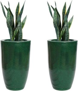 Kit com 2 Vasos de Polietileno para Planta Coluna Lisa Marmorizada Luxo N1 (Verde Premium)