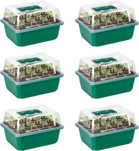 VIVOSUN Pacote com 6 bandejas de sementes, kit inicial de sementes de 72 células com cúpula de umidade, bandejas planas reutilizáveis para germinação de plantas com orifício de drenagem, bandeja de 1 VIVOSUN Pacote com 6 bandejas de sementes, kit inicial de sementes de 72 células com cúpula de umidade, bandejas planas reutilizáveis para germinação de plantas com orifício de drenagem, bandeja de