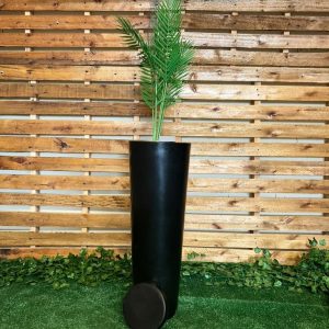 Vaso De Plantas Cone Com Prato Coluna Ibiza Decorativo Luxo (preto)