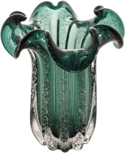 WOLFF - Vaso de Vidro Italy Verde Esmeralda 19cm x 24cm-Enxoval - Casamento - Decoração - Enfeites - Mesa Posta - Vasos Decorativos