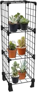Estante Vertical Suporte para Plantas Prateleira com 3 Nichos 20cm para Vasos Suculentas Sala de Estar Decoração (Preto)