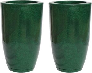 Kit 2 Vasos Coluna Luxo Polietileno Jardim Planta Sala 50cm Estilo Vietnamita (Verde Premium)