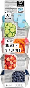 Kit com 4 potes e 2 placas de gelo Fit & Fresh Stak Pak, multicor, 1 kit com 10 peças