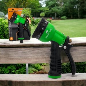Black Bull Esguicho para Mangueira, 8 Jatos de Água, com Trava, Verde e Preto