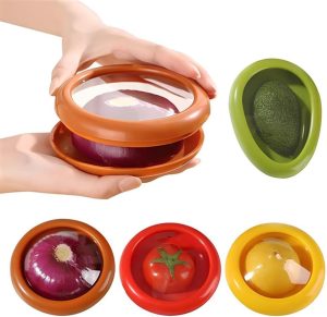 Conj. 4 Recipientes de Armazenamento Reutilizáveis para Geladeira, Recipientes de Armazenamento de Frutas e Legumes de Silicone Geladeira