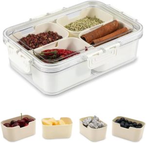 Pote Organizador Hermético Dividida em 4 - Recipiente Organizador Portátil para Lanches e Alimentos em 4 Compartimentos - MJ BRANDS