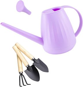 Ｂｅｓｇａ a rega flores pode bico por muito tempo, uma alça ergonômica conveniente com 3 ferramentas de jardinagem simples com a cabeça de aspersores que, Roxo