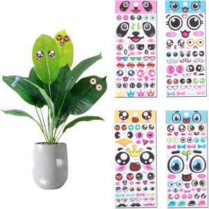XiyaxiVici 80 peças lindos olhos de plantas para vasos de plantas, adesivo estereoscópico, acessórios perfeitos para plantas internas, presentes exclusivos ideais para amantes de plantas, 21,8 x 9,98